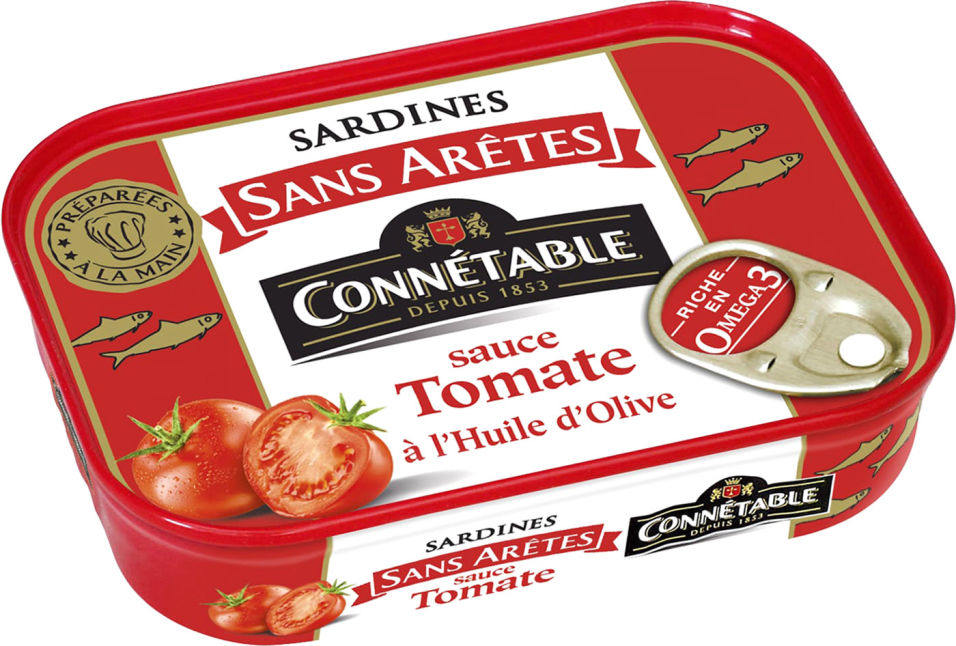 Сардины Connetable без костей в оливковом масле и томатном соусе 140г