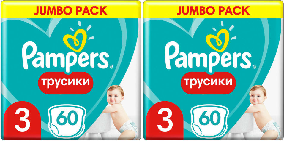 Трусики Pampers Pants 6-11кг Размер 3 60шт (упаковка 3 шт.)