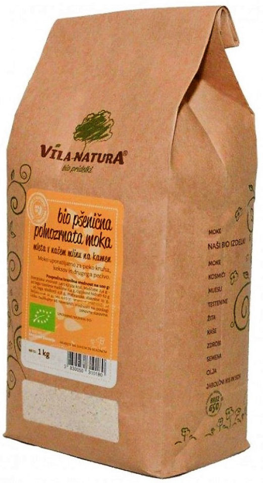 Мука Vila Natura BIO пшеничная цельнозерновая жерновая 1кг