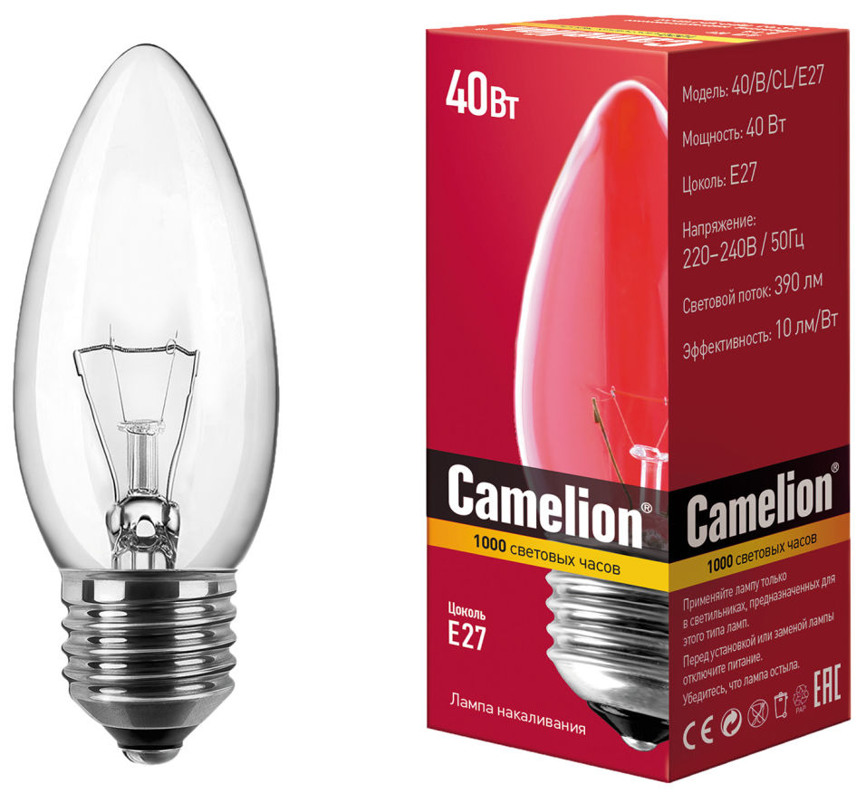 Лампа накаливания Camelion E27 40Вт