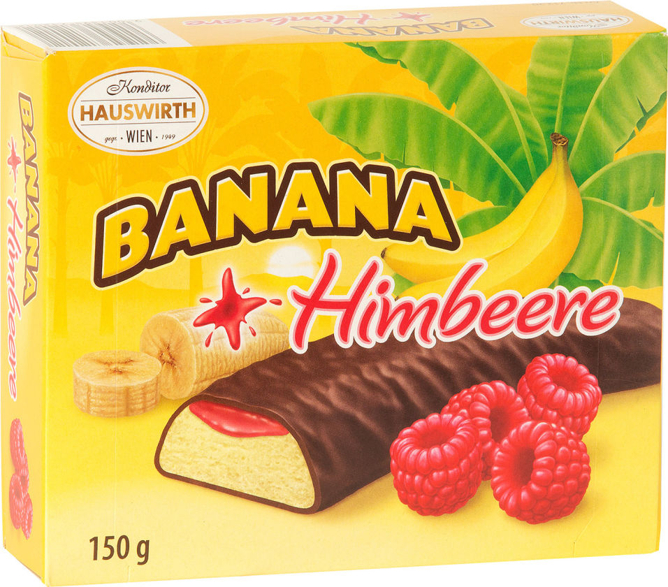 Суфле Hauswirth Банановое шокобананы с малиновым джемом в темном шоколаде 150г
