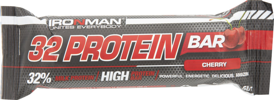 Батончик протеиновый IronMan 32 Protein Bar Вишня 50г