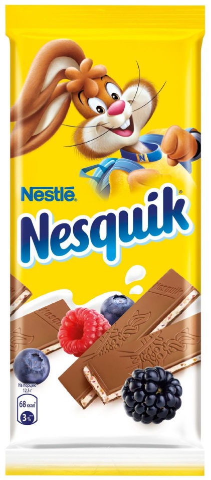 Шоколад Nesquik Молочный с молочной начинкой ягодами и злаками 100г