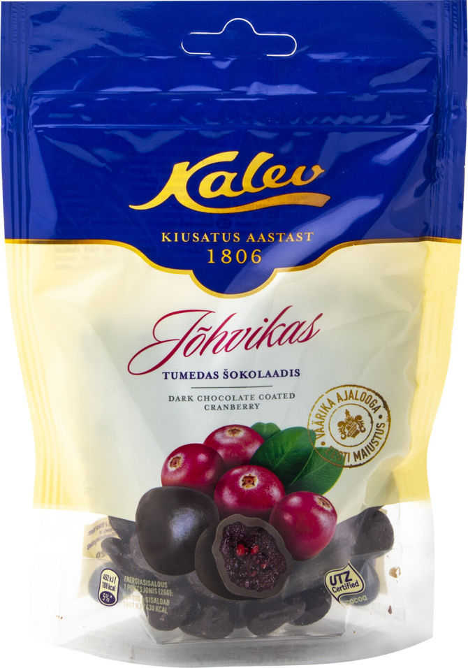 Конфеты Kalev клюква в темном шоколаде 140г
