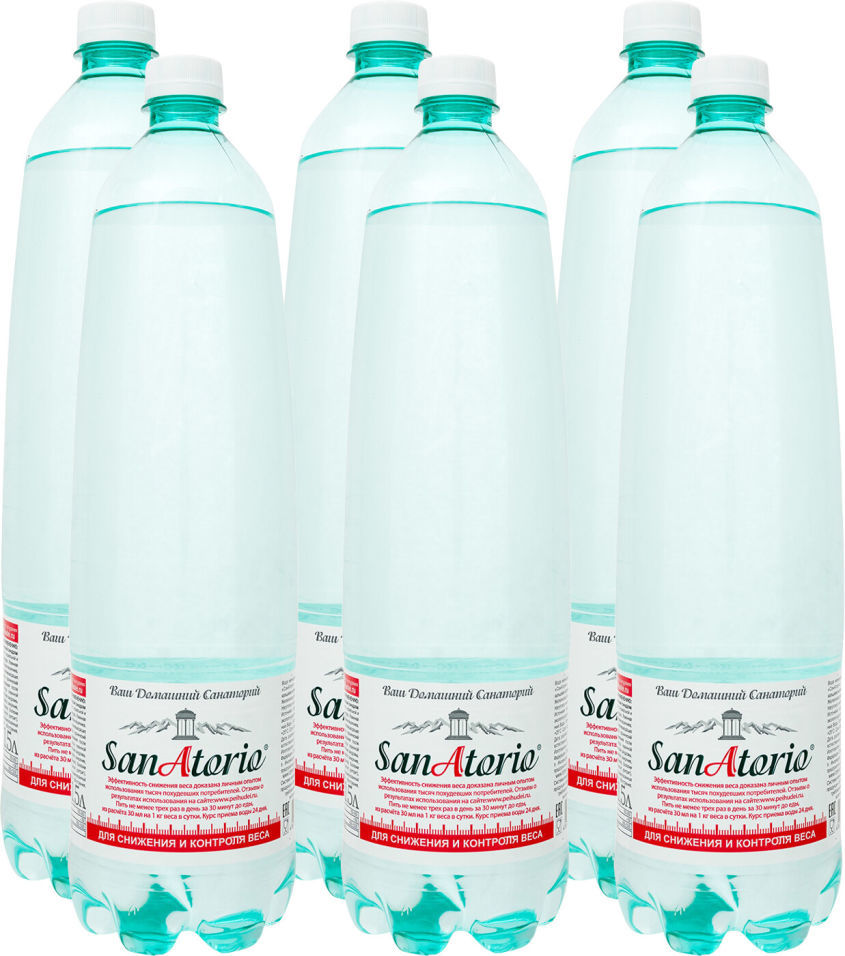Вода SanAtorio минеральная лечебно-столовая газированная 1.5л (упаковка 6 шт.)