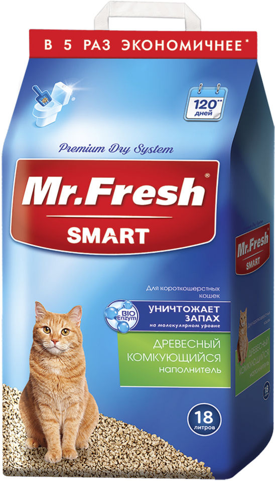 Наполнитель для кошачьего туалета Mr.Fresh Smart для короткошерстных кошек 18л