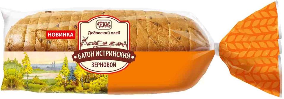 Батон Дедовский Хлеб Истринский зерновой нарезка 300г