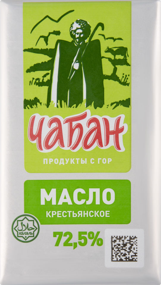 Масло сладко-сливочное Чабан Крестьянское 72.5% 180г