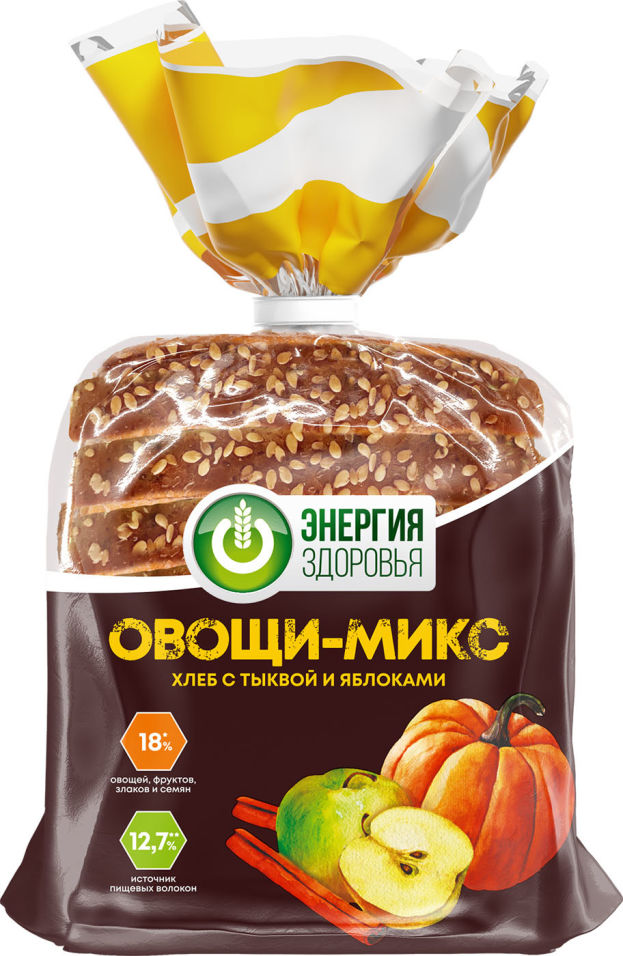 Хлеб Энергия здоровья Овощи-микс с тыквой и яблоками 255г