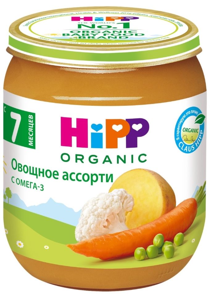 Пюре HiPP Овощное ассорти 125г (упаковка 6 шт.)