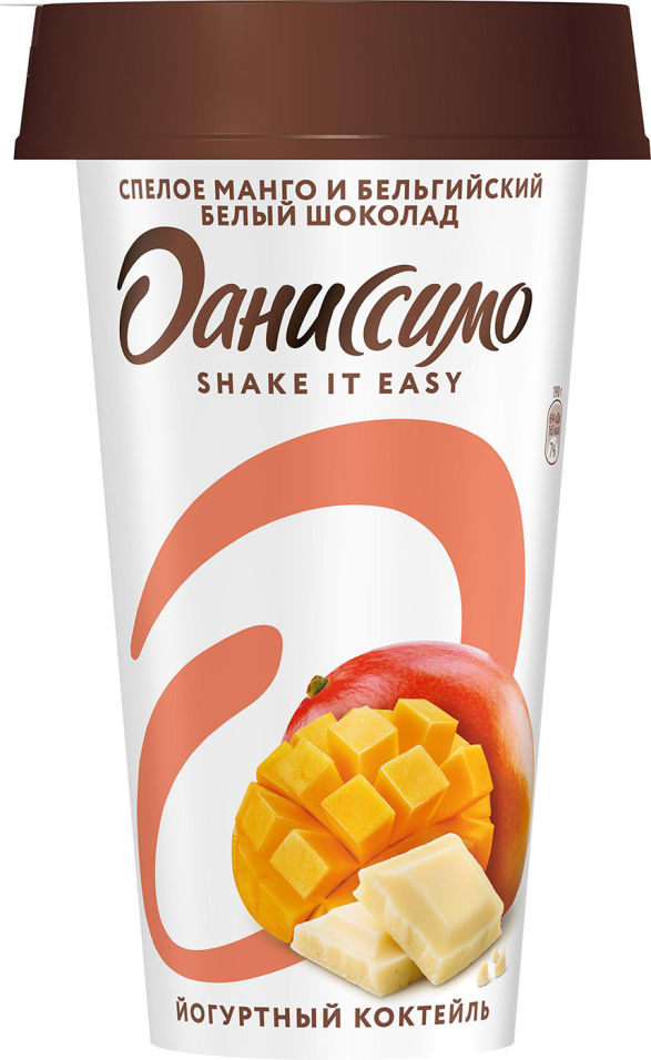 Коктейль йогуртный Даниссимо Shake&Go Спелое манго и бельгийский белый шоколад 2.7% 190г