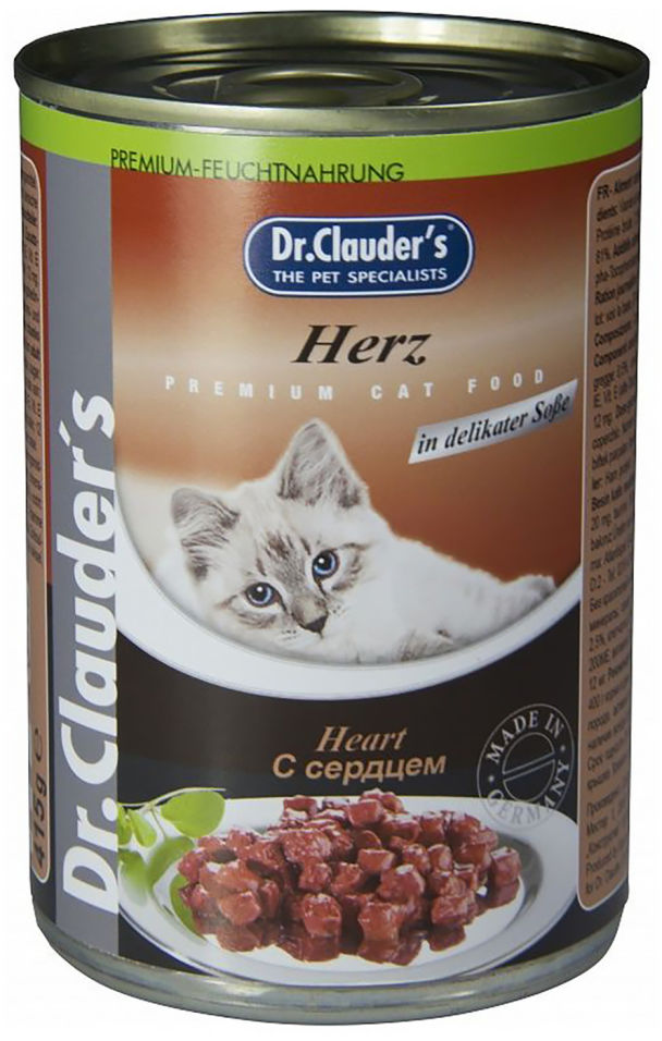 Влажный корм для кошек Dr.Clauders с сердцем 415г (упаковка 12 шт.)