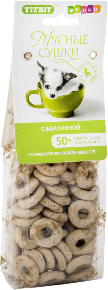 Лакомство для собак TiTBiT Мясные сушки с бараниной 100г Лакомство для собак TiTBiT Мясные сушки с бараниной 100г