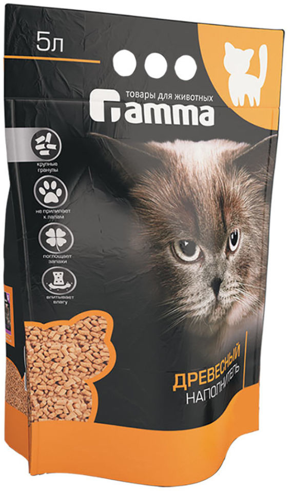 Наполнитель для кошачьего туалета Gamma древесный 5л Наполнитель для кошачьего туалета Gamma древесный 5л