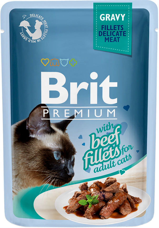 Корм для кошек Brit Premium Говядина соус 85г Корм для кошек Brit Premium Говядина соус 85г