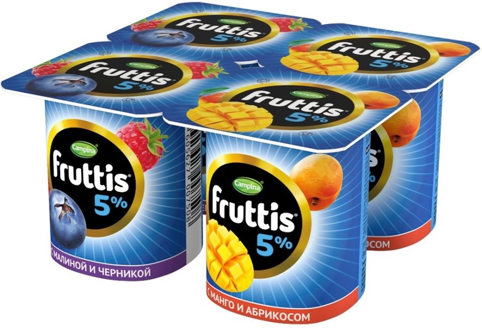 Отзывы о Продукте йогуртном Fruttis Малина-черника Абрикос-манго 5% 4шт*115г Отзывы о Продукте йогуртном Fruttis Малина-черника Абрикос-манго 5% 4шт*115г