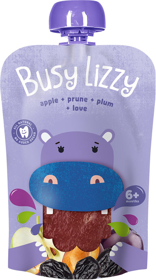 Пюре Busy Lizzy Яблоко Чернослив Слива с 6 месяцев 100г