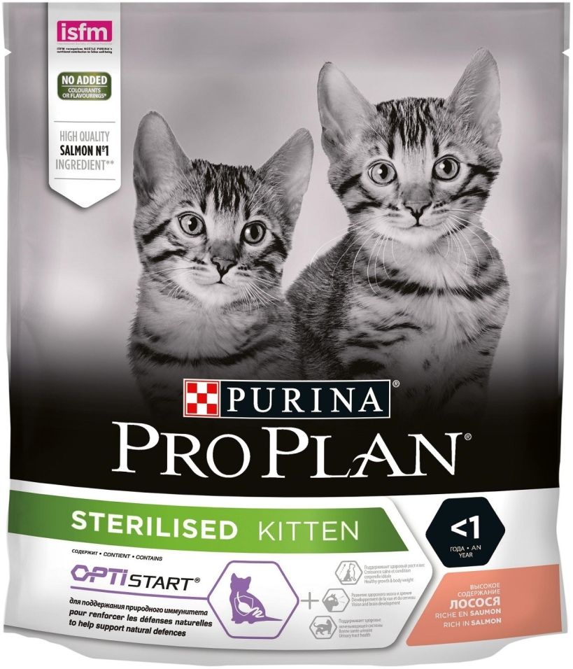Сухой корм для стерилизованных котят Pro Plan с лососем 400г Сухой корм для стерилизованных котят Pro Plan с лососем 400г
