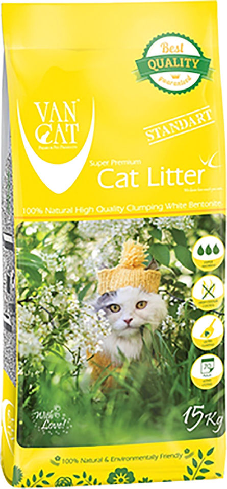 Наполнитель для кошачьего туалета Van Cat Standart комкующийся 15кг Наполнитель для кошачьего туалета Van Cat Standart комкующийся 15кг