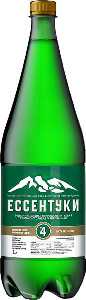 Вода Ессентуки №4 минеральная газированная 1л