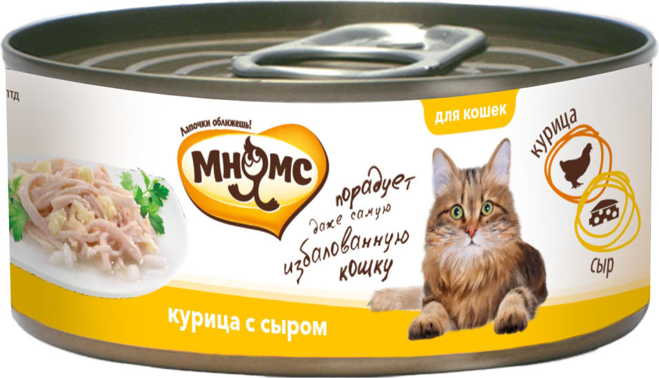 Корм для кошек Мнямс Курица с сыром в нежном желе 70г Корм для кошек Мнямс Курица с сыром в нежном желе 70г