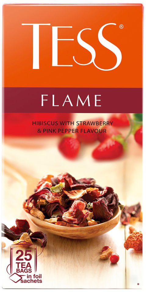 Чай фруктовый Tess Flame с земляникой и розовым перцем 25*2г