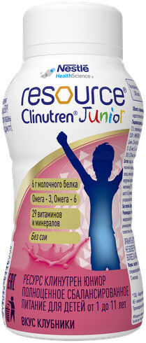 Сбалансирование питание для детей Resource Clinutren Junior со вкусом клубники 200мл