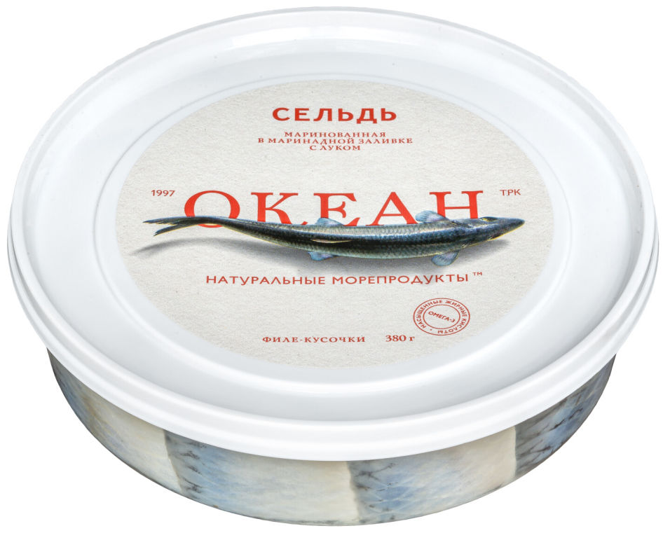 Сельдь Океан маринованная филе-кусочки с луком 380г
