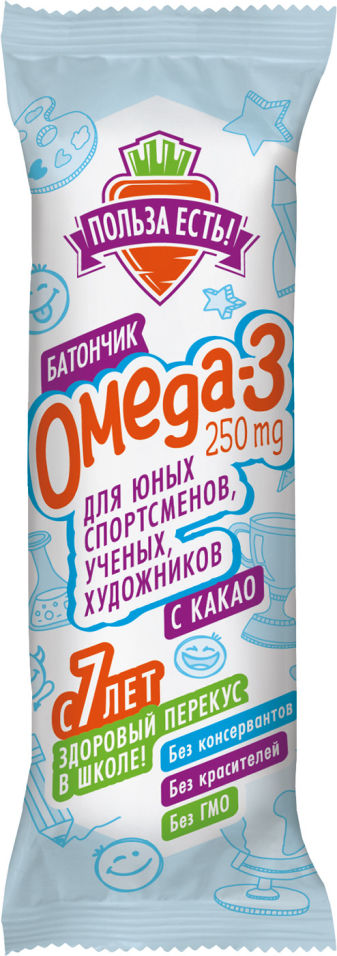 Батончик Польза есть с Омега 3 со вкусом какао и банана 25г