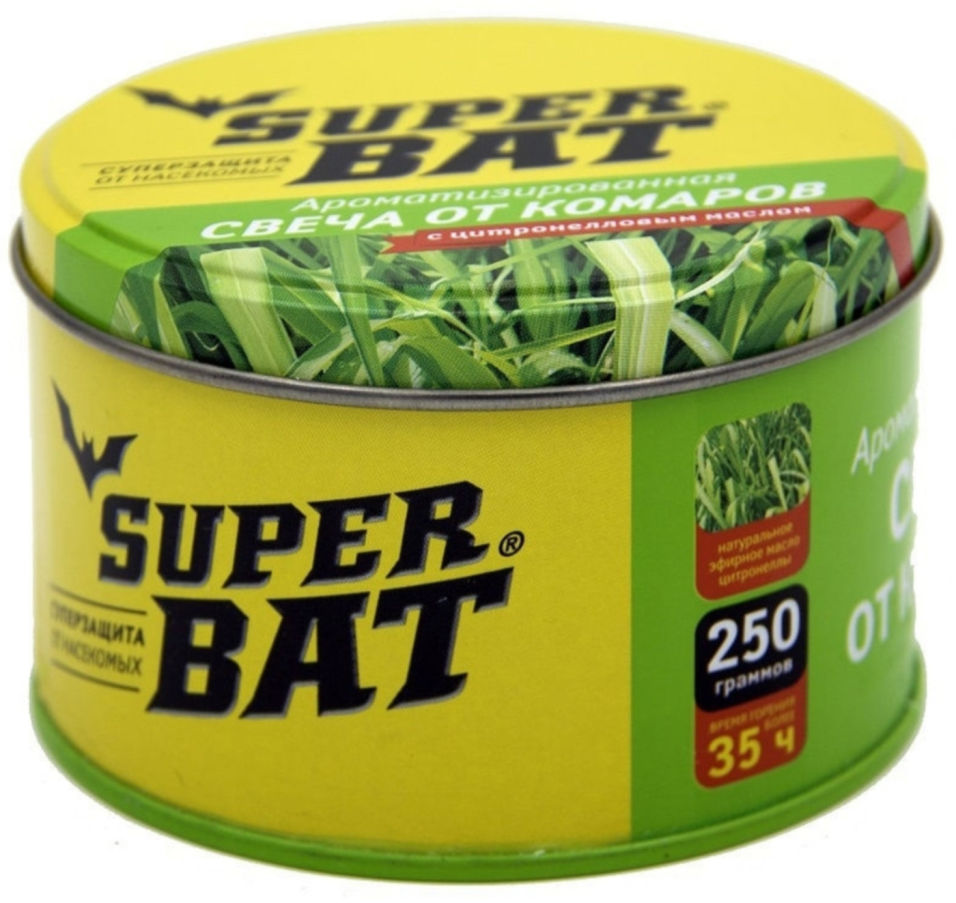 Свеча от комаров SuperBAT Ароматизированная на масле цитронеллы 250г