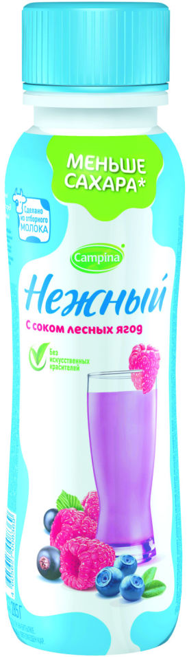 Напиток йогуртный Нежный с соком лесных ягод 0.1% 285г