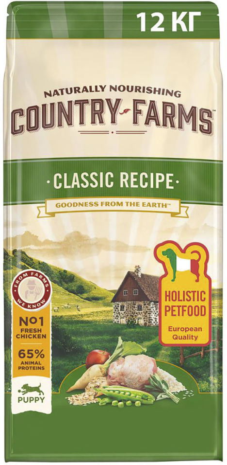 Сухой корм для щенков Country Farms Classic Recipe с курицей 12кг Сухой корм для щенков Country Farms Classic Recipe с курицей 12кг