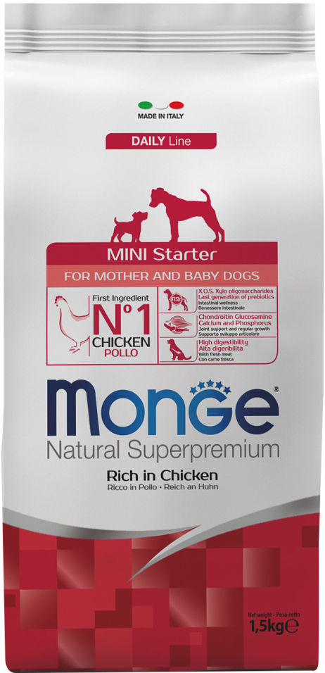 Корм для щенков Monge Dog Mini Starter для мелких пород 1.5кг Корм для щенков Monge Dog Mini Starter для мелких пород 1.5кг