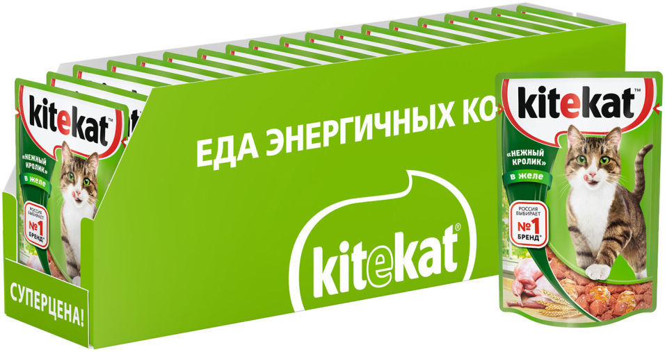 Влажный корм для кошек Kitekat Нежный кролик в желе 85г (упаковка 28 шт.)