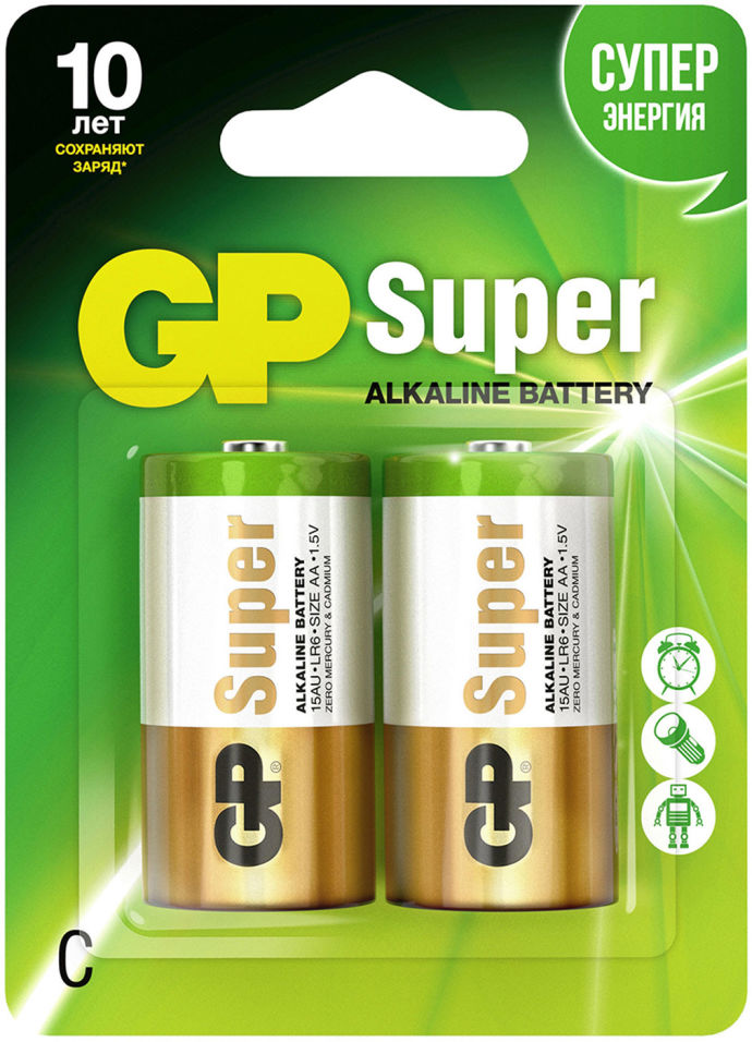 Отзывы о Батарейки GP Super 14A LR14 С 1.5В 2шт