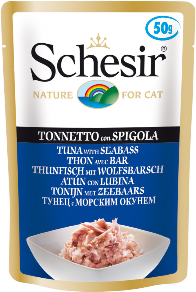 Корм для кошек Schesir Тунец с морским окунем 50г Корм для кошек Schesir Тунец с морским окунем 50г