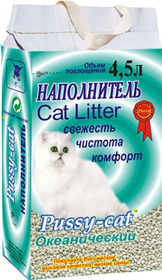 Наполнитель для кошачьего туалета Pussy-Cat Океан впитывающий 4.5л Наполнитель для кошачьего туалета Pussy-Cat Океан впитывающий 4.5л