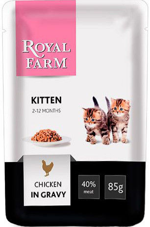 Корм для котят Royal Farm Курица в соусе 85г Корм для котят Royal Farm Курица в соусе 85г