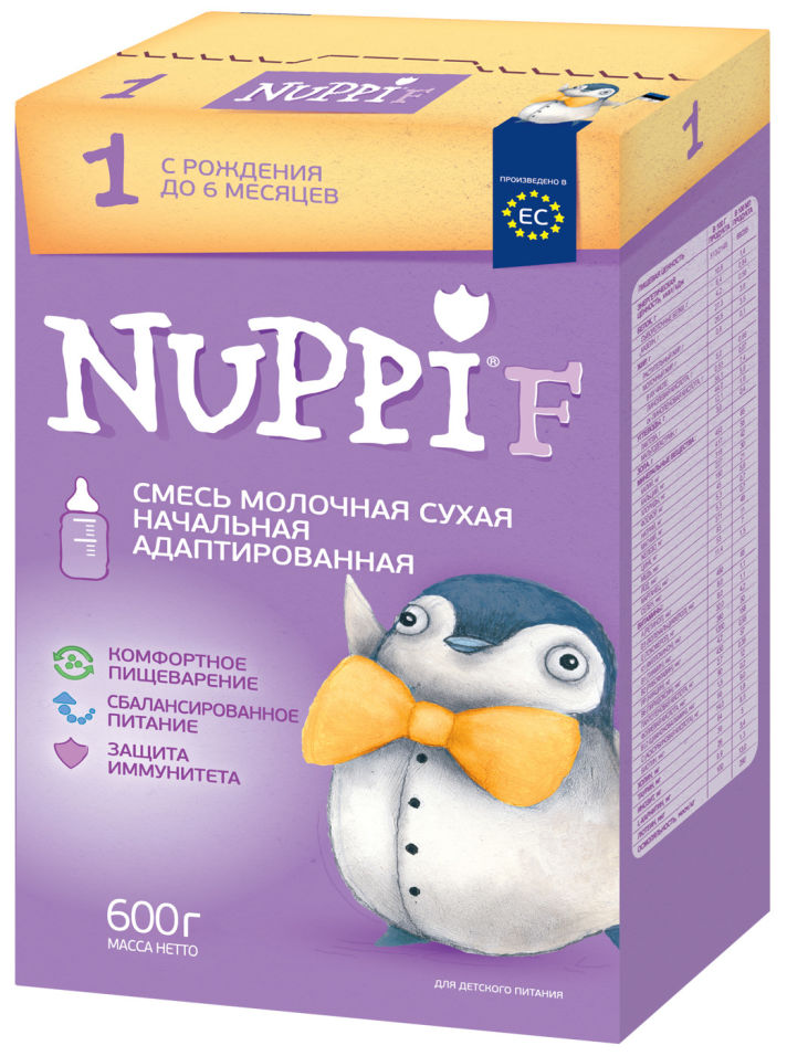 Смесь Nuppi F 1 молочная начальная адаптированная с 0 месяцев 600г
