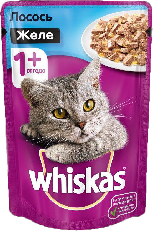 Корм для кошек Whiskas Желе с лососем 85г Корм для кошек Whiskas Желе с лососем 85г