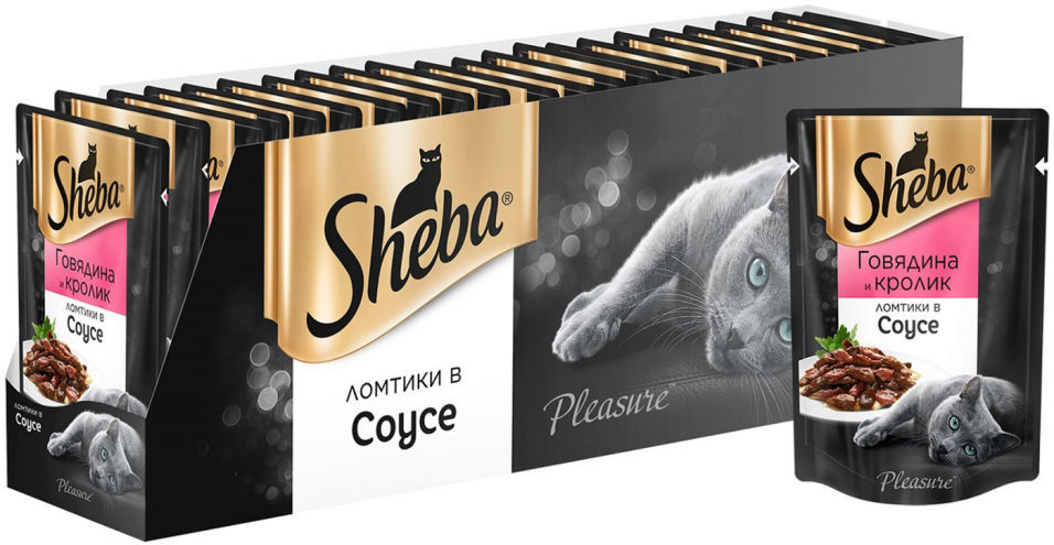 Влажный корм для кошек Sheba Ломтики в соусе с говядиной и кроликом 85г (упаковка 24 шт.)