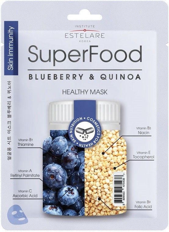 Маска тканевая для лица Estelare SuperFood Черника и Киноа 25г