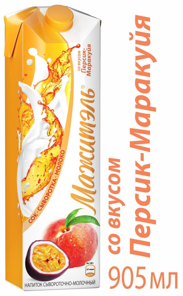 Напиток молочно-соковый Мажитэль Персик-маракуйя 950г