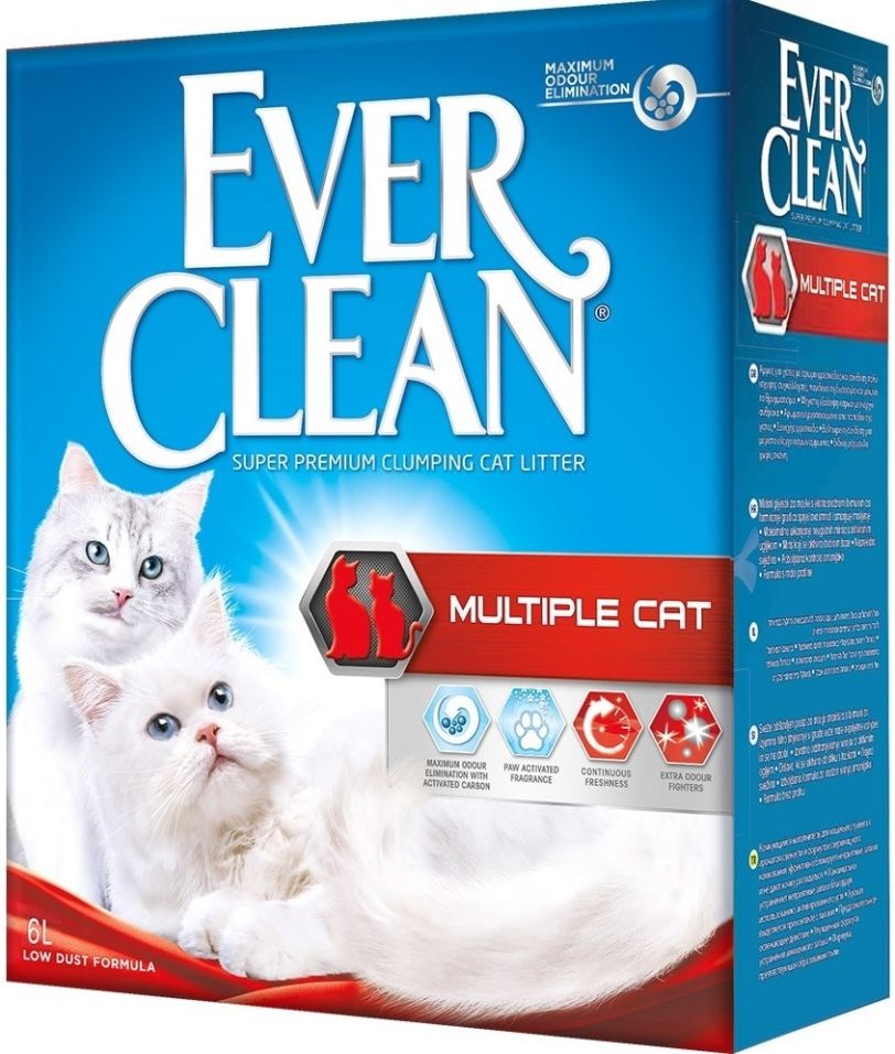 Наполнитель для кошачьего туалета Ever Clean Multiple Cat для нескольких кошек в доме 6л Наполнитель для кошачьего туалета Ever Clean Multiple Cat для нескольких кошек в доме 6л
