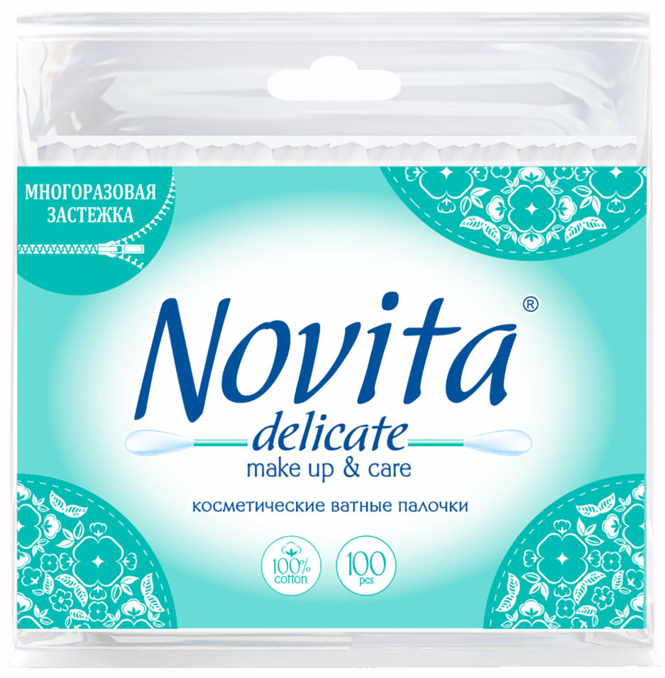 Ватные палочки Novita Delicate 100шт