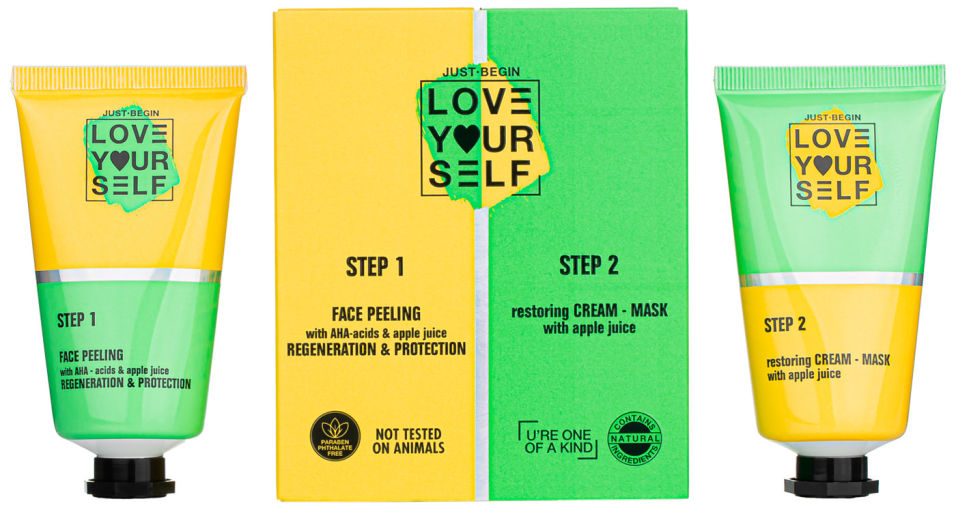 Набор косметический Love Yourslef Пилинг с AHA-кислотами и яблоком 50мл + Крем-маска Яблоко 50мл