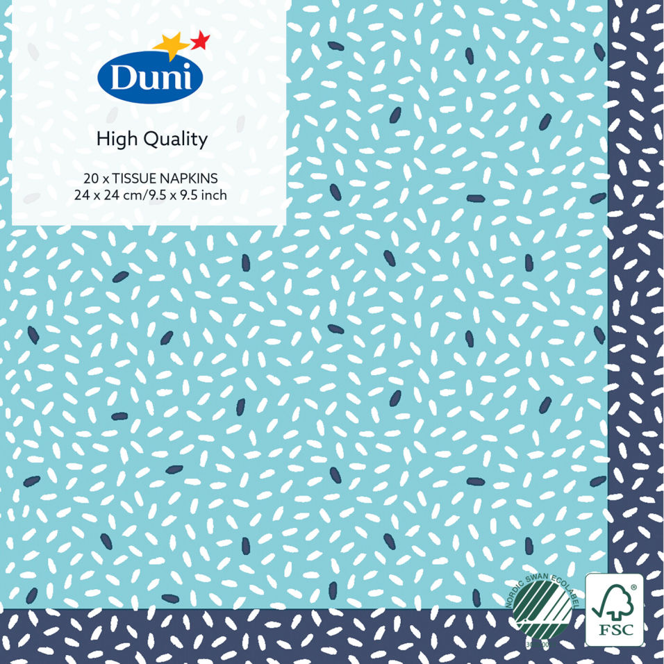 Салфетки бумажные Duni Rice Blue 3 слоя 24*24см 20шт