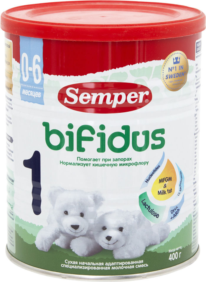 Смесь Semper Bifidus 2 молочная с 6 месяцев 400г