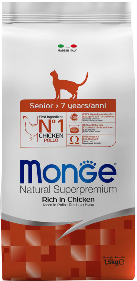 Корм для пожилых кошек Monge Cat Senior 1.5кг Корм для пожилых кошек Monge Cat Senior 1.5кг