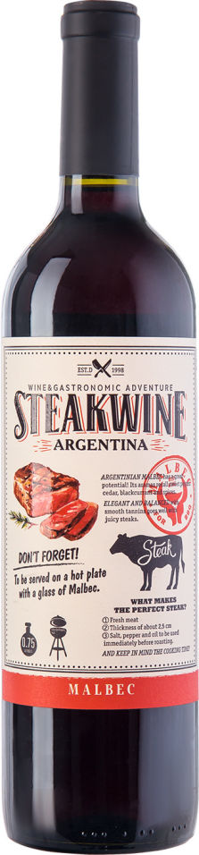 Отзывы о Вине Steakwine Malbec красном сухом 12.5% 0.75л Отзывы о Вине Steakwine Malbec красном сухом 12.5% 0.75л